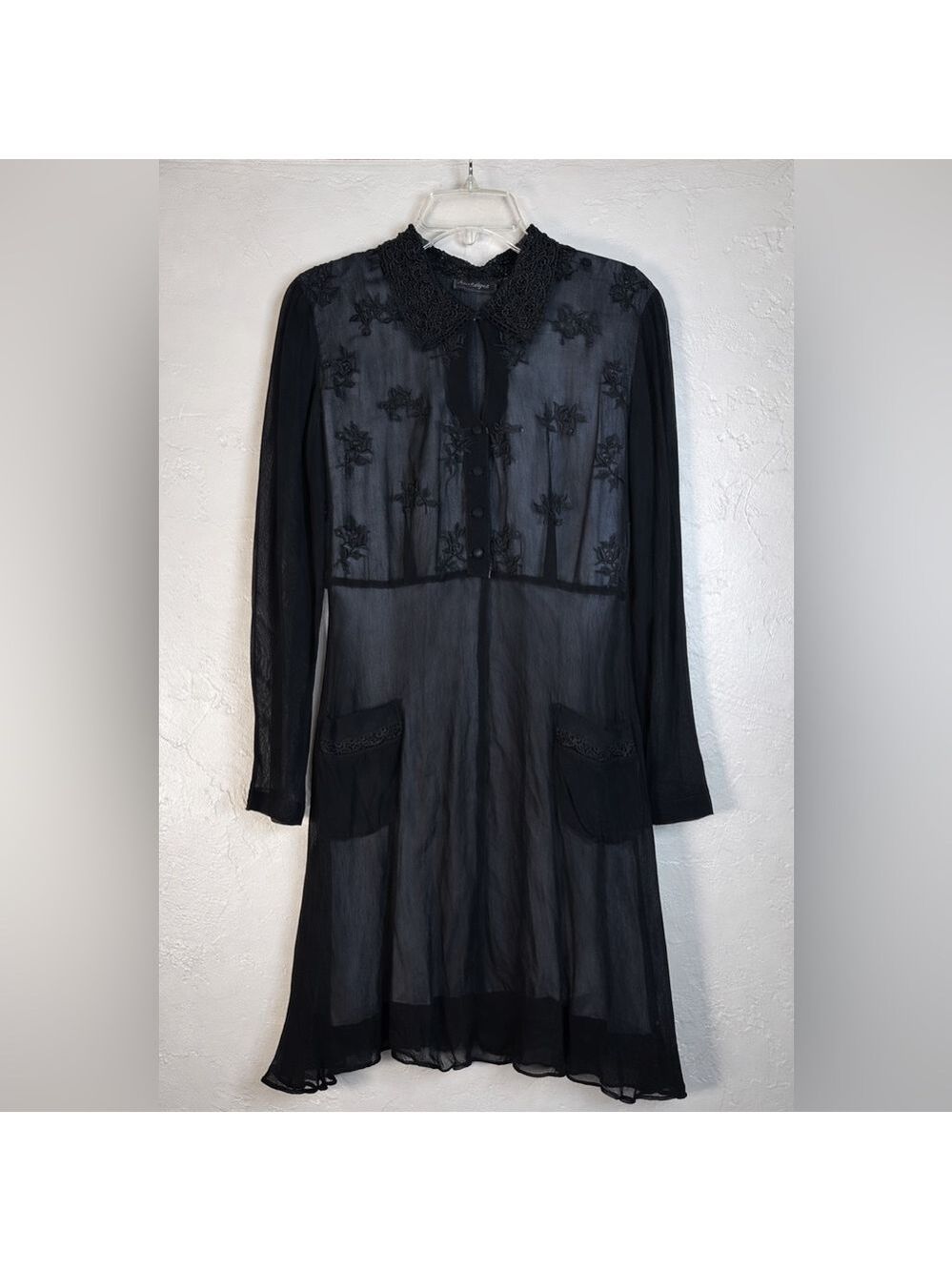 Nostalgia Vintage 90s Whimsigoth Black Lace Collar Dress